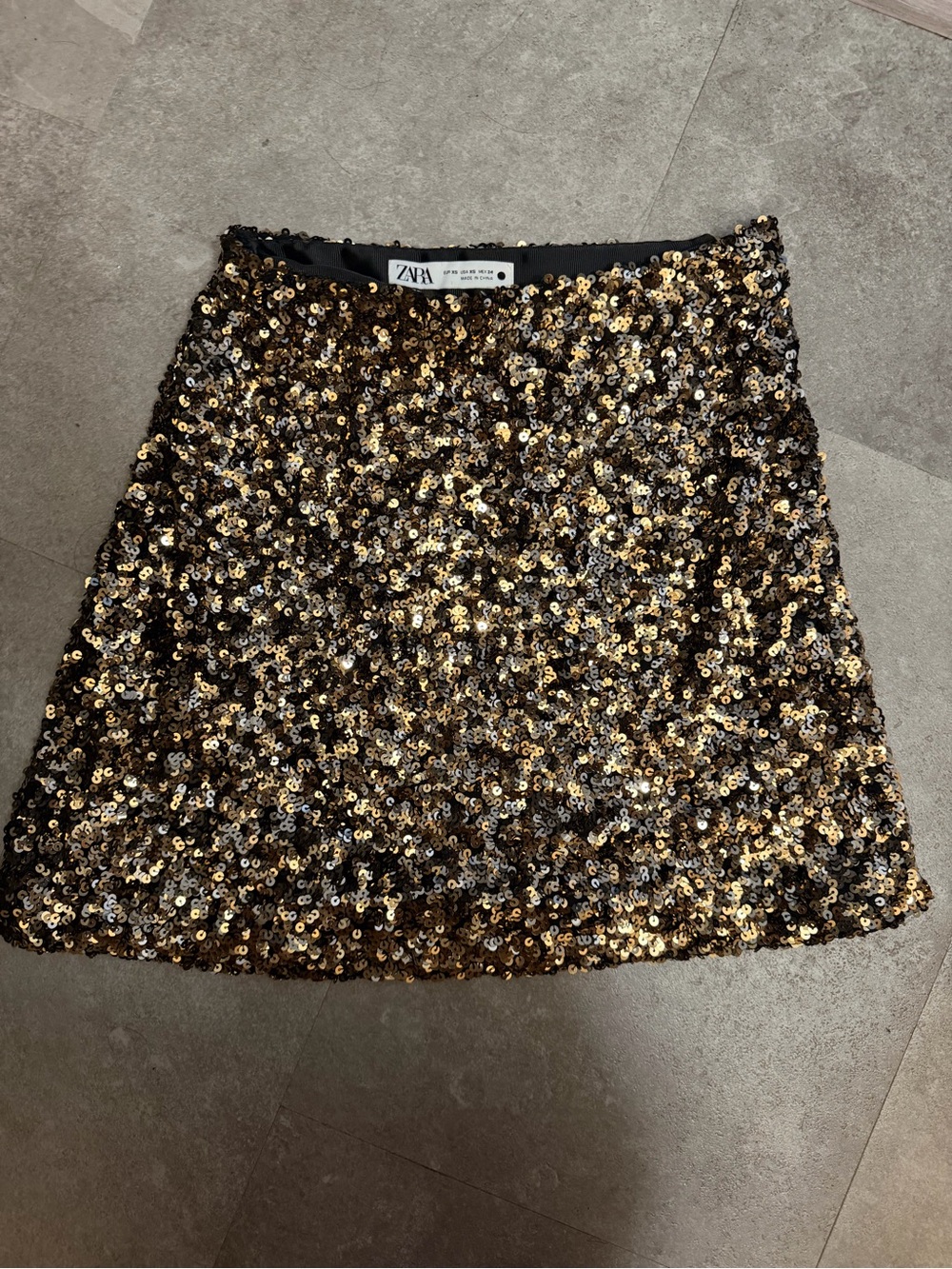 Zara Black and Gold Sequin Mini Skirt